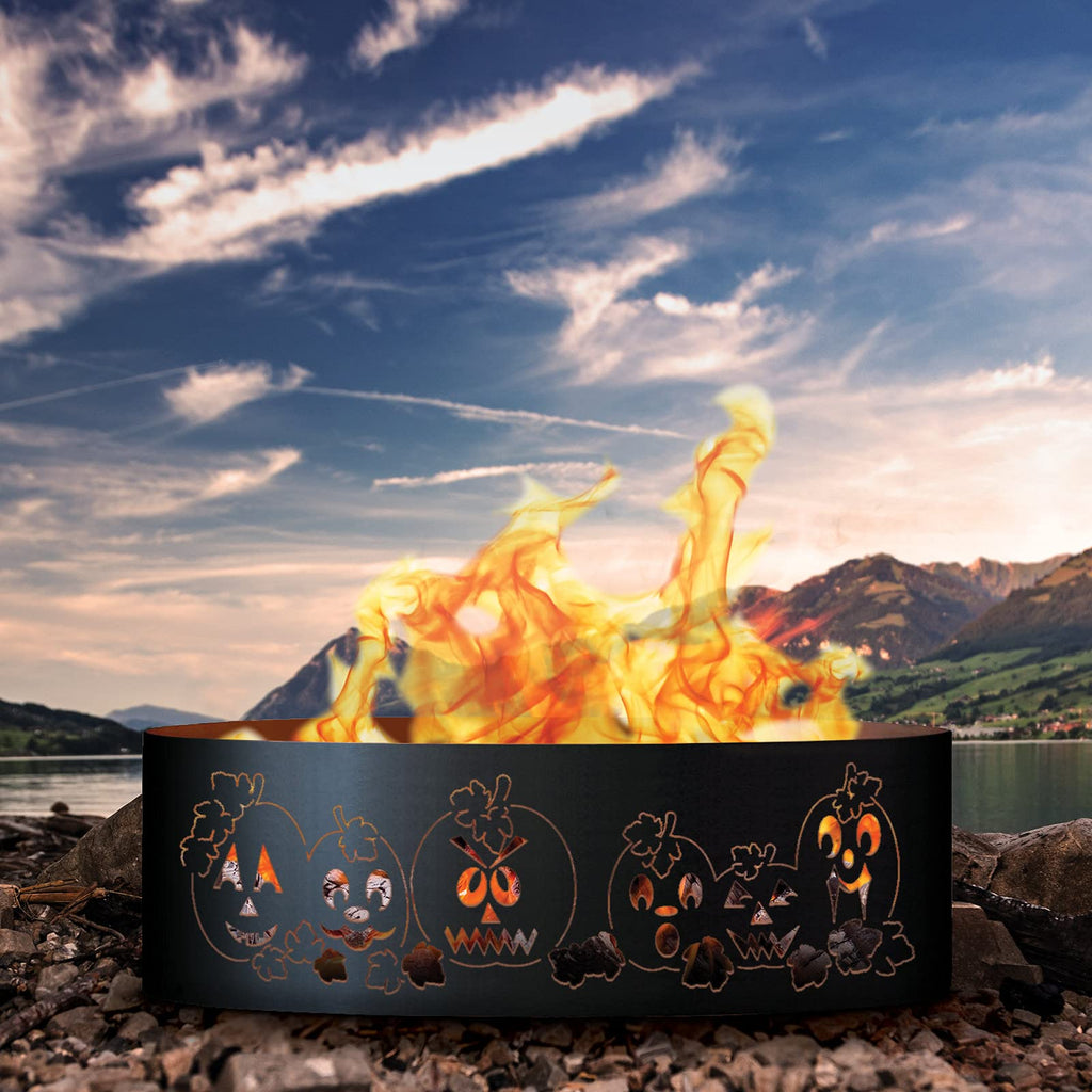 Autumn Harvest Unpainted 12 in. Tall 37 in. Diameter Outdoor Fire Ring - 37 x 37 x 12 in. - Rustic Black Color