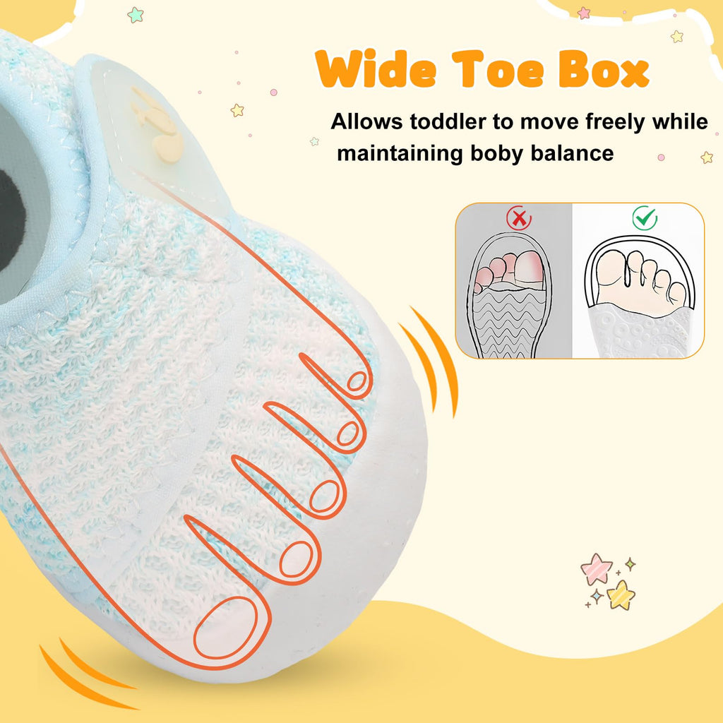 Wide Baby Walking Shoes Barefoot Infant Shoes Baby Sneakers Newborn Crib Shoe Flexible Lightweight Blue White