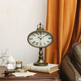 NIKKY HOME Antique Mantel Clock, Gold Retro Desk Clock Silent-Non-Ticking Battery Operated Decorative Desk Table Clock
