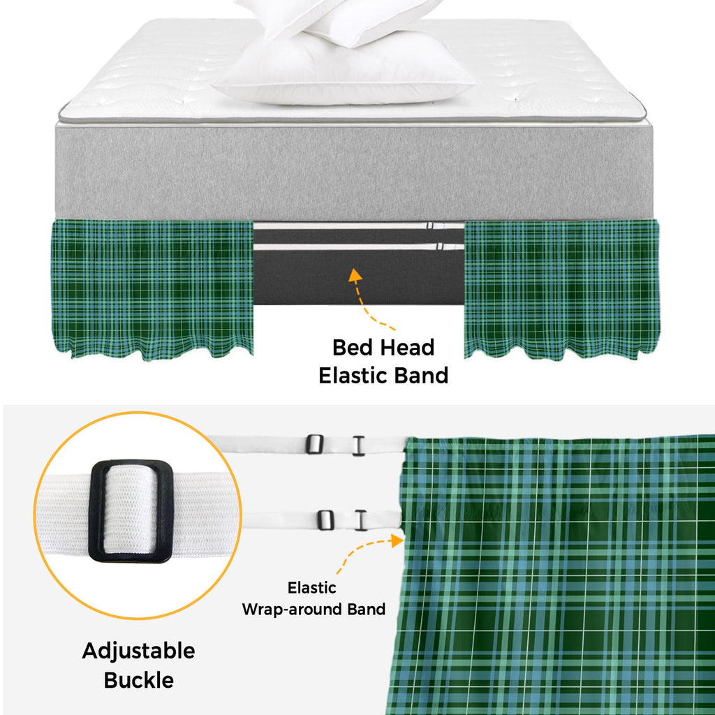 Buffalo Plaid Bed Skirt 16 Inch Drop, Adjustable & Elastic Wrap Around Bed Skirts Pleated Dust Ruffles