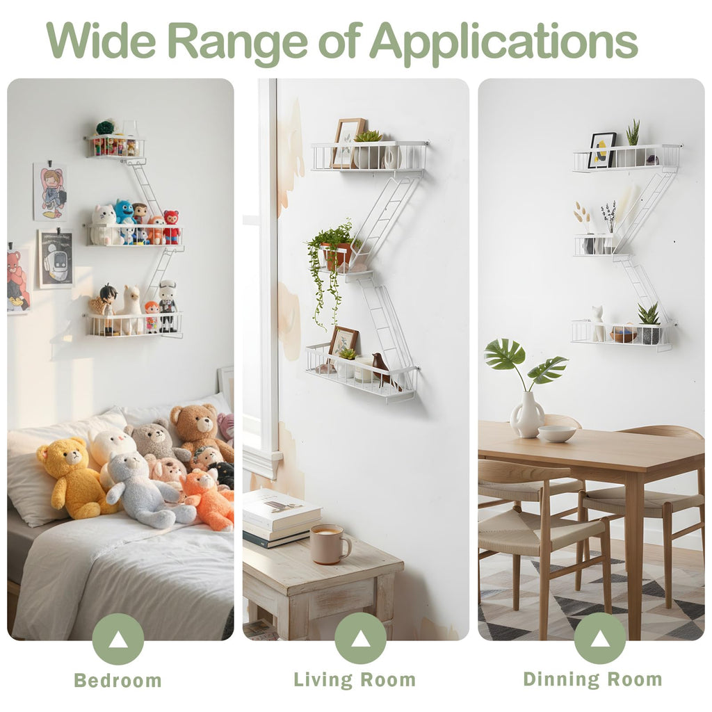 Fire Escape Wall Shelf White - Modern New York City Wall Decorative Display Ladder Floating Shelves Decor, Action