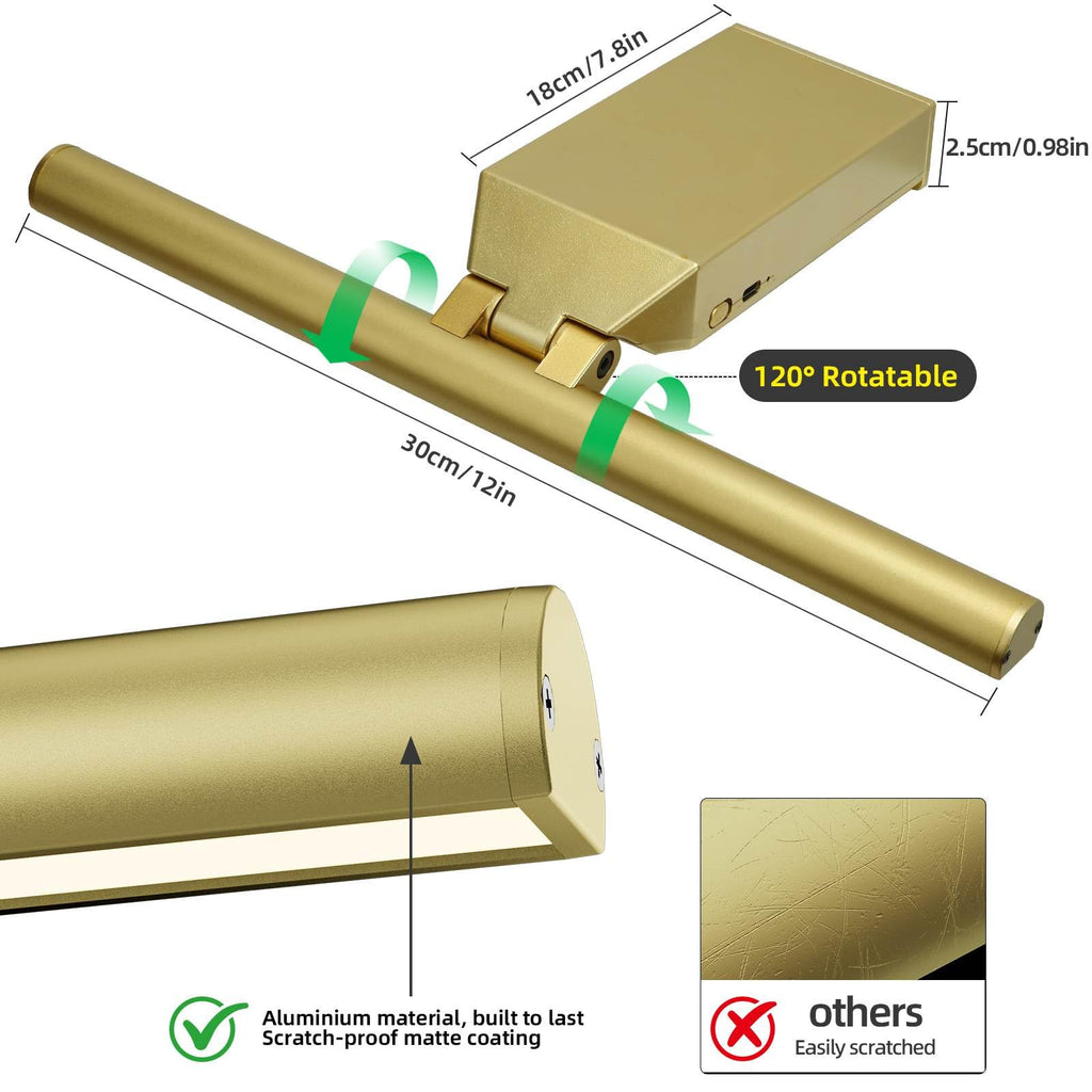 12" Picture Lights for Wall, 10000mAh Rechargeable Wireless Remote