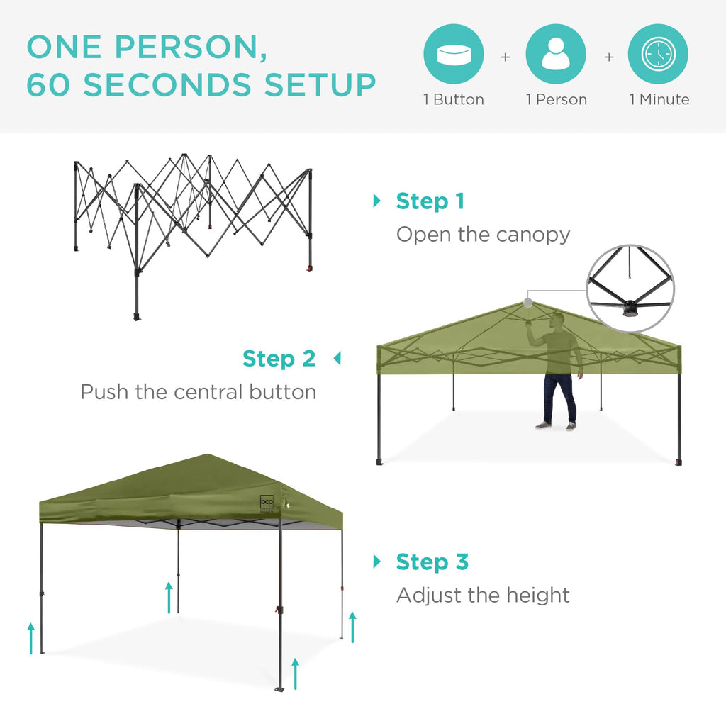 8x8 Pop Up Canopy Tent, EZ Setup, Olive Green