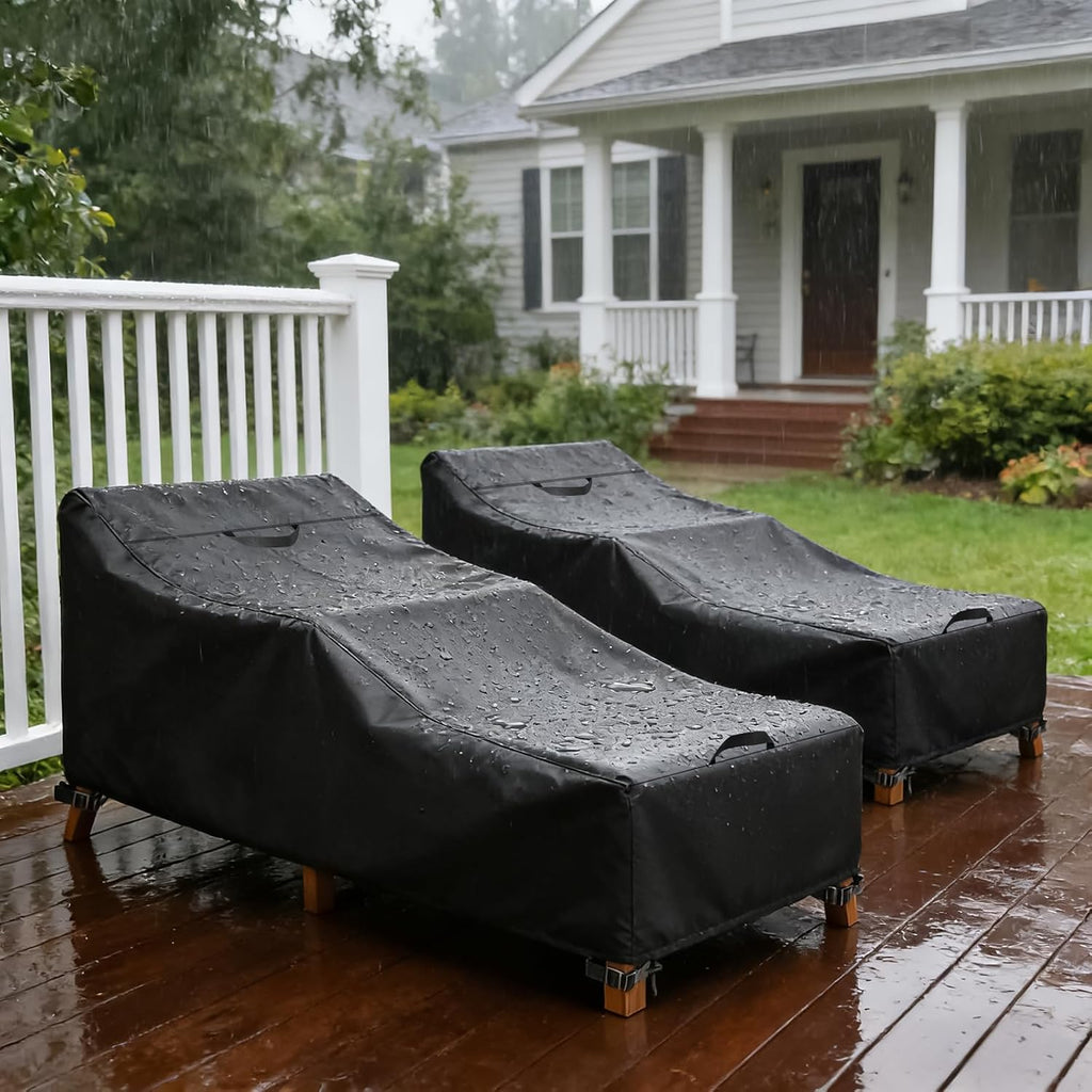 Outdoor Chaise Lounge Covers, 80L x 30W x 30H Inches, 2-Pack, Black | Patio Pool Lounge Chair Covers, 420D Oxford