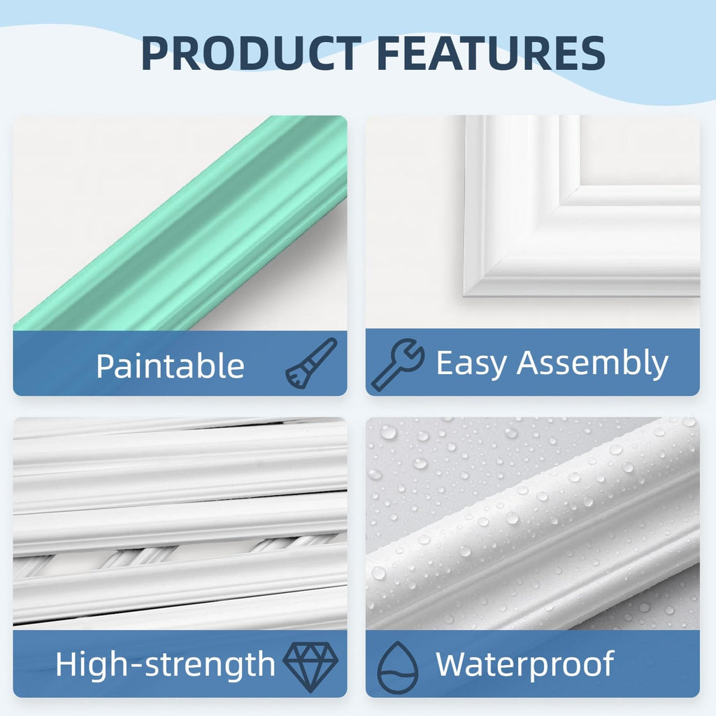 Peel and Stick Door Moulding Kit, 2 Set (Top 9"×44" Bottom 22"×17")
