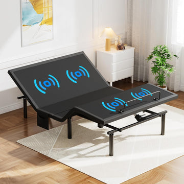 Full Adjustable Bed Frame with Massage, Electric Bed Base with Head & Foot Incline, USB-A & USB-C Ports, LED