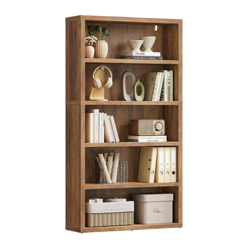 5-Tier Bookshelf, Minimalist Bookcase with Adjustable Shelves