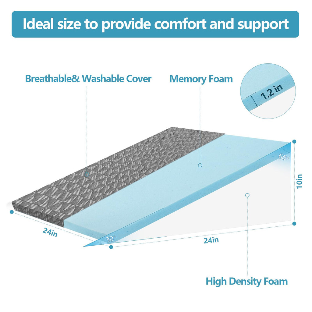 Wedge Pillow for Sleeping, 24 x 24 x 10 Inch Bed Wedge