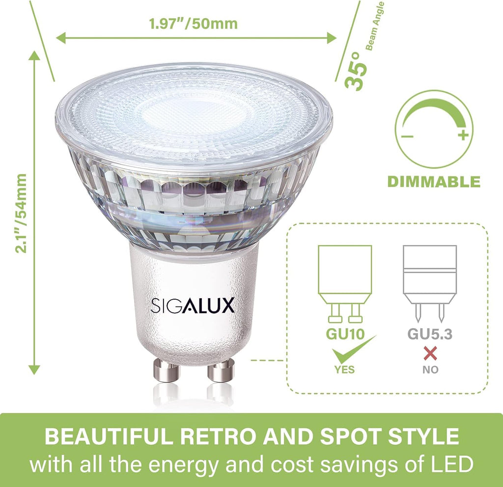 GU10 LED Light Bulbs, Dimmable 5000K Daylight White Natural Light, 4.5W 450LM, MR16 LED Bulb Equivalent 50W Halogen