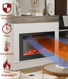 30 Inch Electric Fireplace Insert with Mantel, Freestanding Space Heater with Log Set and Crystal Stones, 750W/1500W, Adjustable LED Flame Colors, White