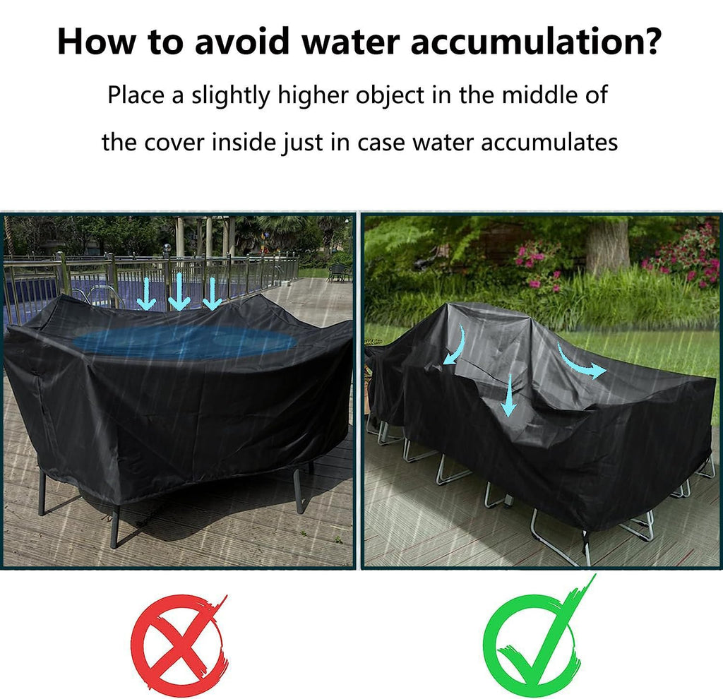 Outdoor Patio Furniture Covers Waterproof 600D Rectangular Outdoor Table and Chair Set Cover Wind Dust Proof Anti-UV