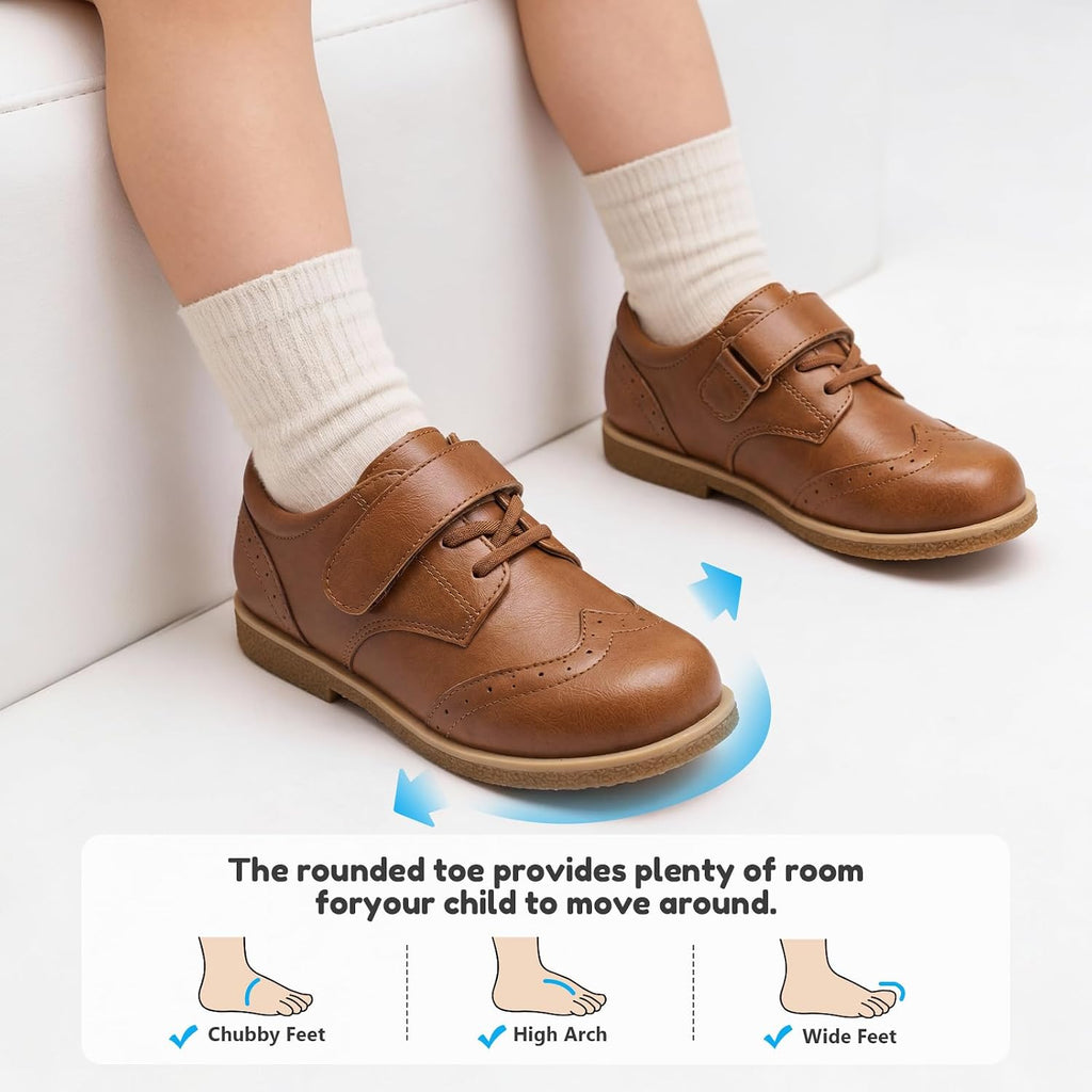 Toddler Boy Girl Dress Shoes, Little Kids Comfortable Wingtip Oxfords