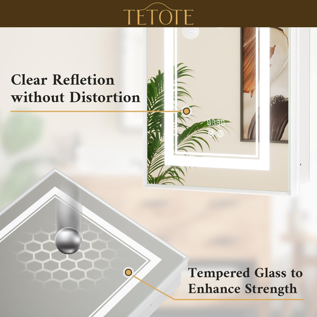 White Lighted Medicine Cabinet with Tempered Glass Mirror 16 x 24 White Metal Led Recessed Medicine Cabinet with