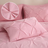 7 Pieces Pink Queen Comforter Set, Pintuck Pinch Pleat Bed in a Bag