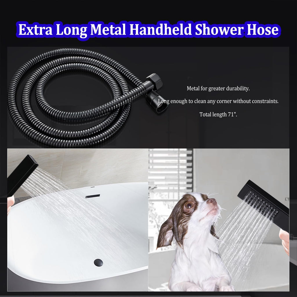 All Metal Rain Shower Head with Handheld Combo, 10 Inch Rainfall Shower Head, Stainless Steel Hand Wand, 3 Setting