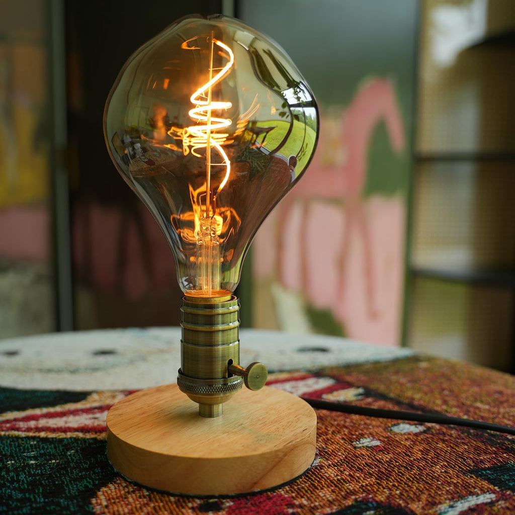 G40 LED Edison Bulb, Smoke Gray Hand-Blown Hard Glass, 4W (25W Incandescent Equivalent), 110-130V, E26, 2000K Warm