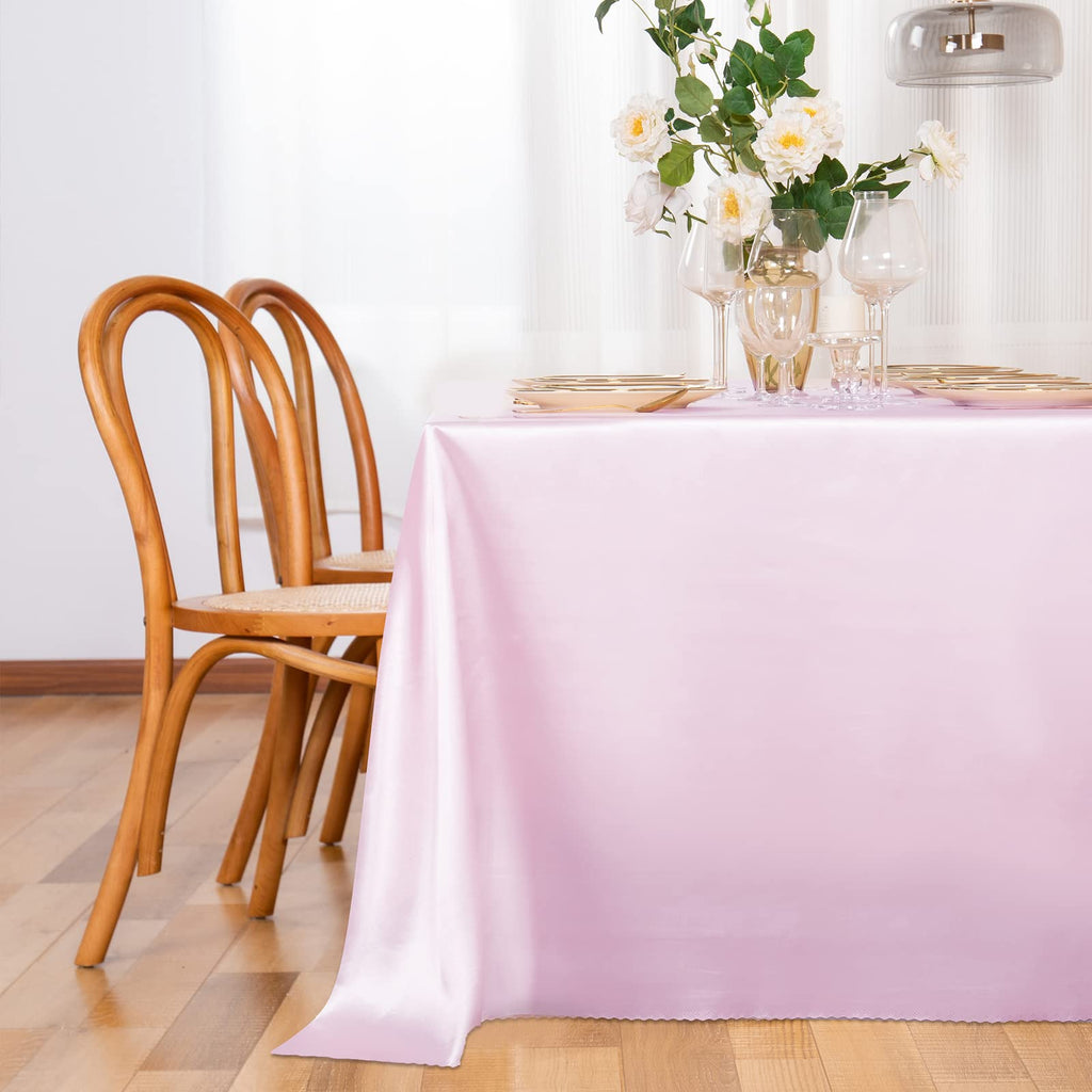 6 Pack Light Pink Satin Tablecloth 60 x 102 Inches