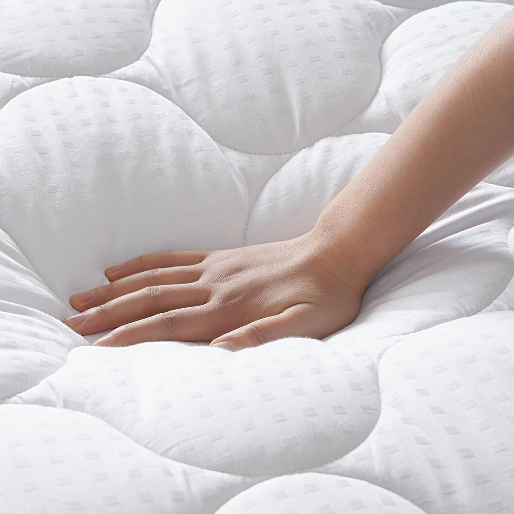 Cotton King Mattress Pad Fitted Quilted Mattress Cover Pillow Top Mattress Topper Cooling Soft Breathable Mattress