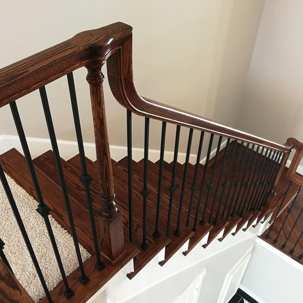 Stair Parts 1/2" Plain Bar Iron Balusters - Contractor Pack of 15, 1/2" x 44" Hollow Metal Stair Spindles, Modern