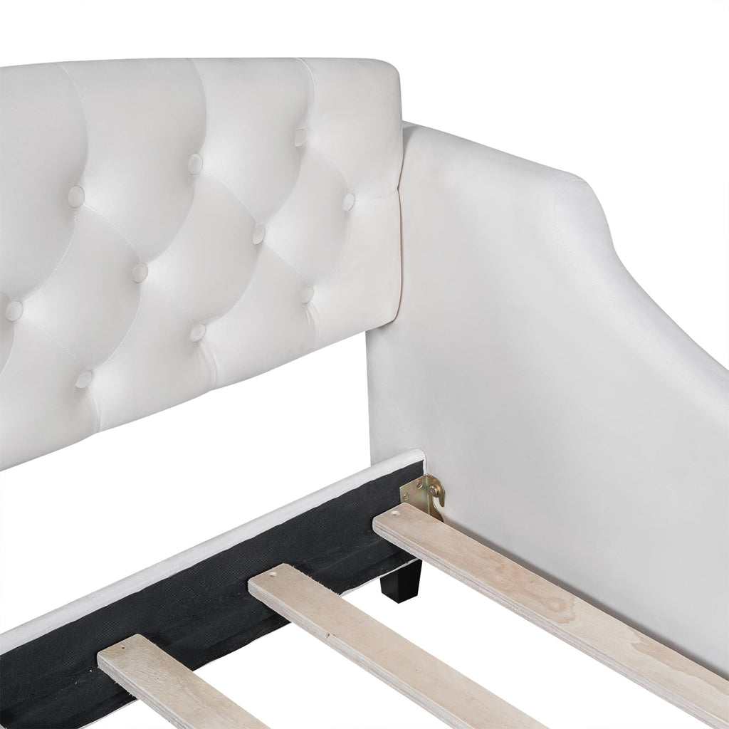 Twin Daybed, Twin Size Luxury Tufted Button Daybed, Upholstered Twin Daybed Frame, Sofa Bed Living Room, Beige