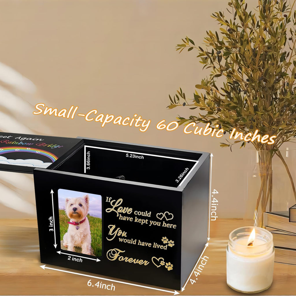 Solid Wood Pet Urns for Dog or Cat Ashes, Rainbow Bridge Memorial