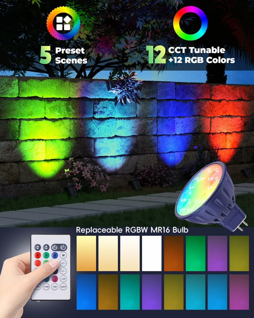 MR 16 LED Bulbs for Landscape Lighting, 5W RGBW MR16 Bulb 3-Pack