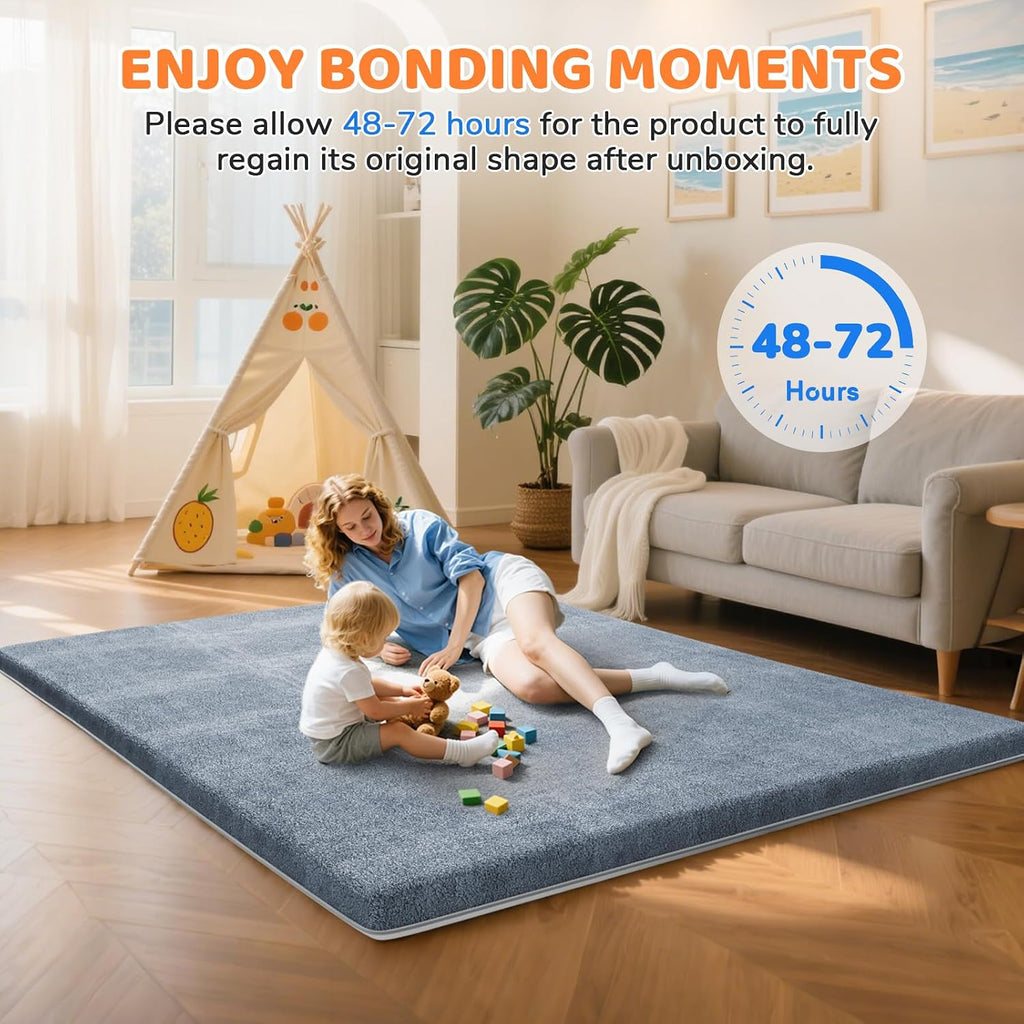 Baby Play Mat for Floor, 1.3" Thick Foam 47x47 Inch Playpen Mats Grey