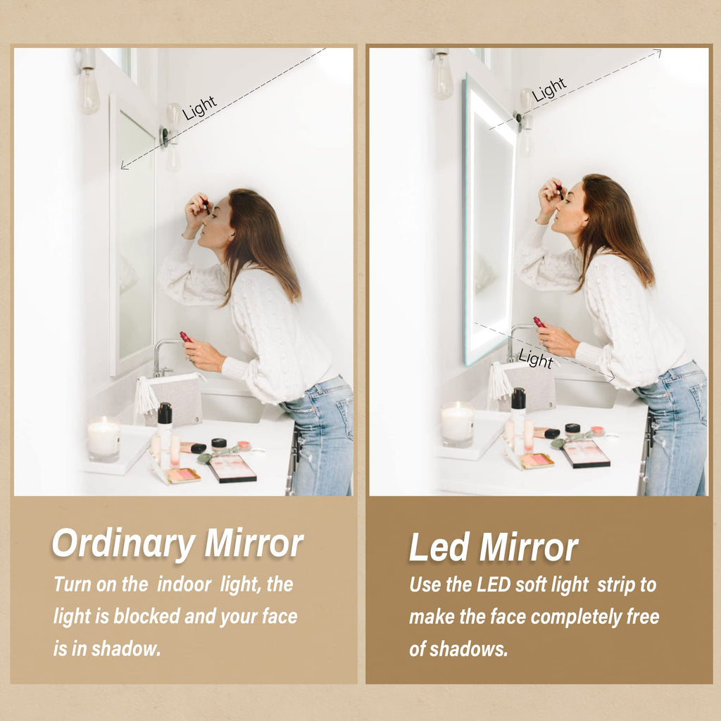 36"x 28" LED Bathroom Mirror with Light