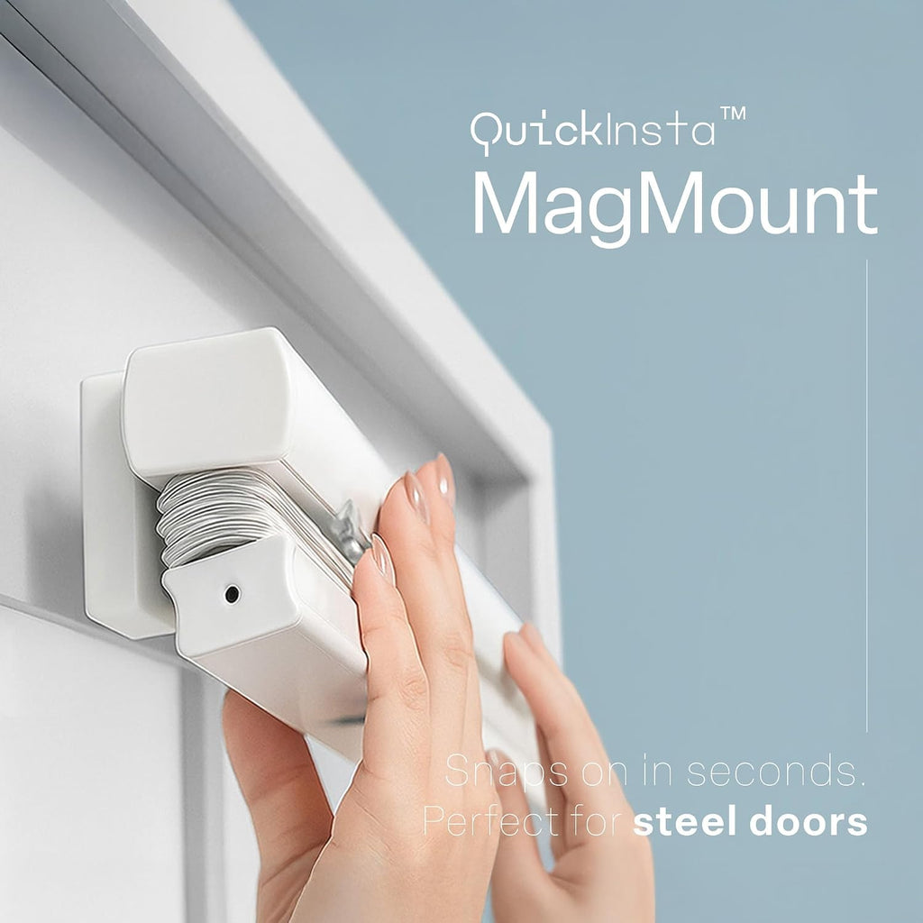Strong Hold Magnetic Door Mini Blinds, White, 25 x 42 in