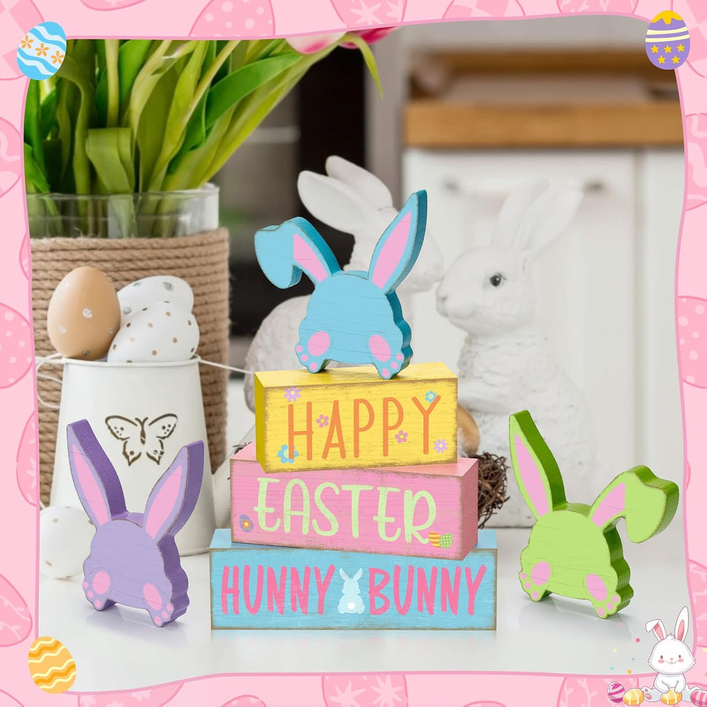 Tiered Tray Decor Set, , Wooden Table Sign, Spring Easter - Set of 4