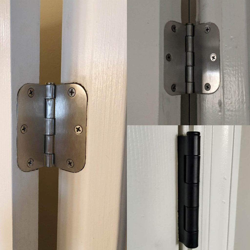 Rounded Matte Black Door Hinges 3.5 Inch 5/8" Radius No Squeak