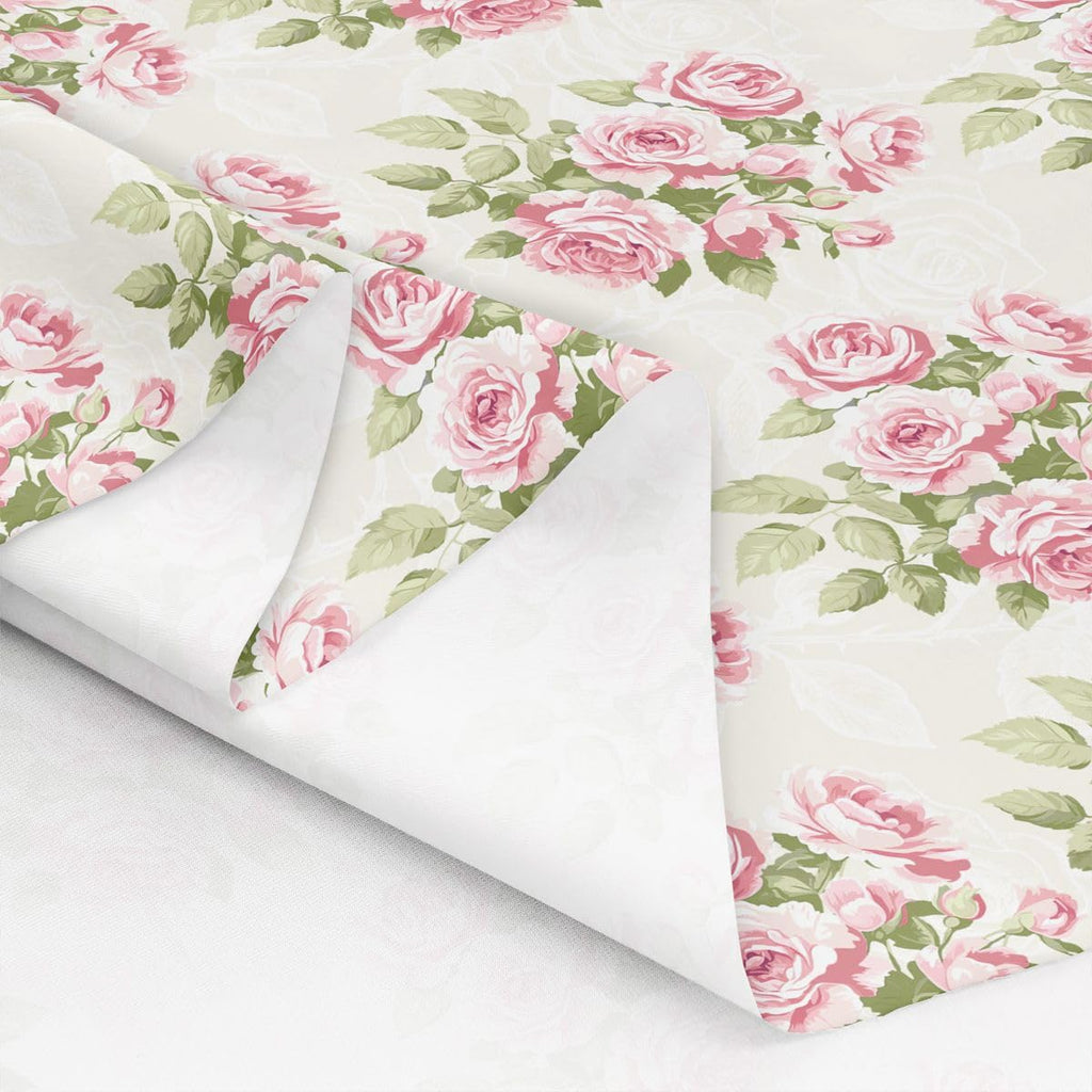 Pink Rose Floral Upholstery Fabric, Romantic Valentine's Day Decorative Fabric By The Yard, Natural Flower Green