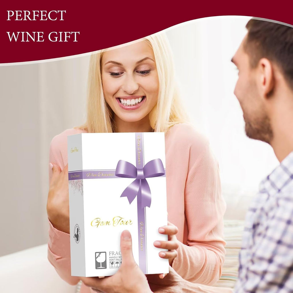 Hand-Blown Lead-Free Crystal Glass Wine Decanter - 750 ml Swan-Neck U-Shape Aerator | Fathers Day Gift, Drip-Free