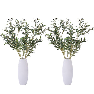 39 Inch Artificial Olive Branches for Vases, Fake Plants Greenery Stems with 222 Leaves Faux Olive Tree Branches Home