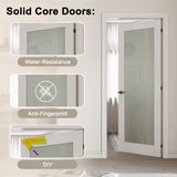 32" x 80" Prehung Door 5-Lite Tempered Frosted Glass Slab Doors with Jamb Kit, Solid Core MDF Interior Door for