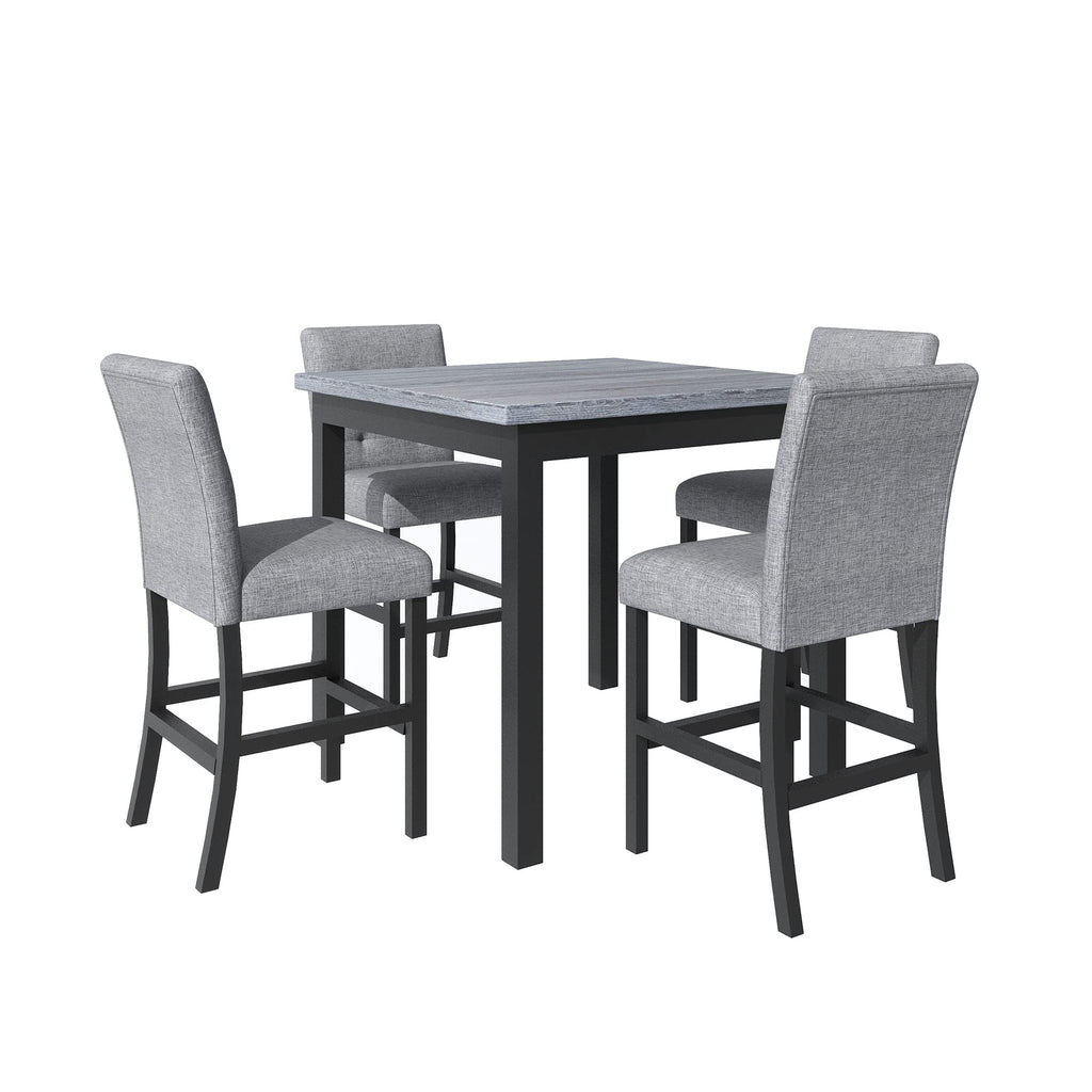 5 Piece Counter Height Dining Table Set for 4 High Top Square Kitchen Table and Chairs Dinning Room Small Breakfast