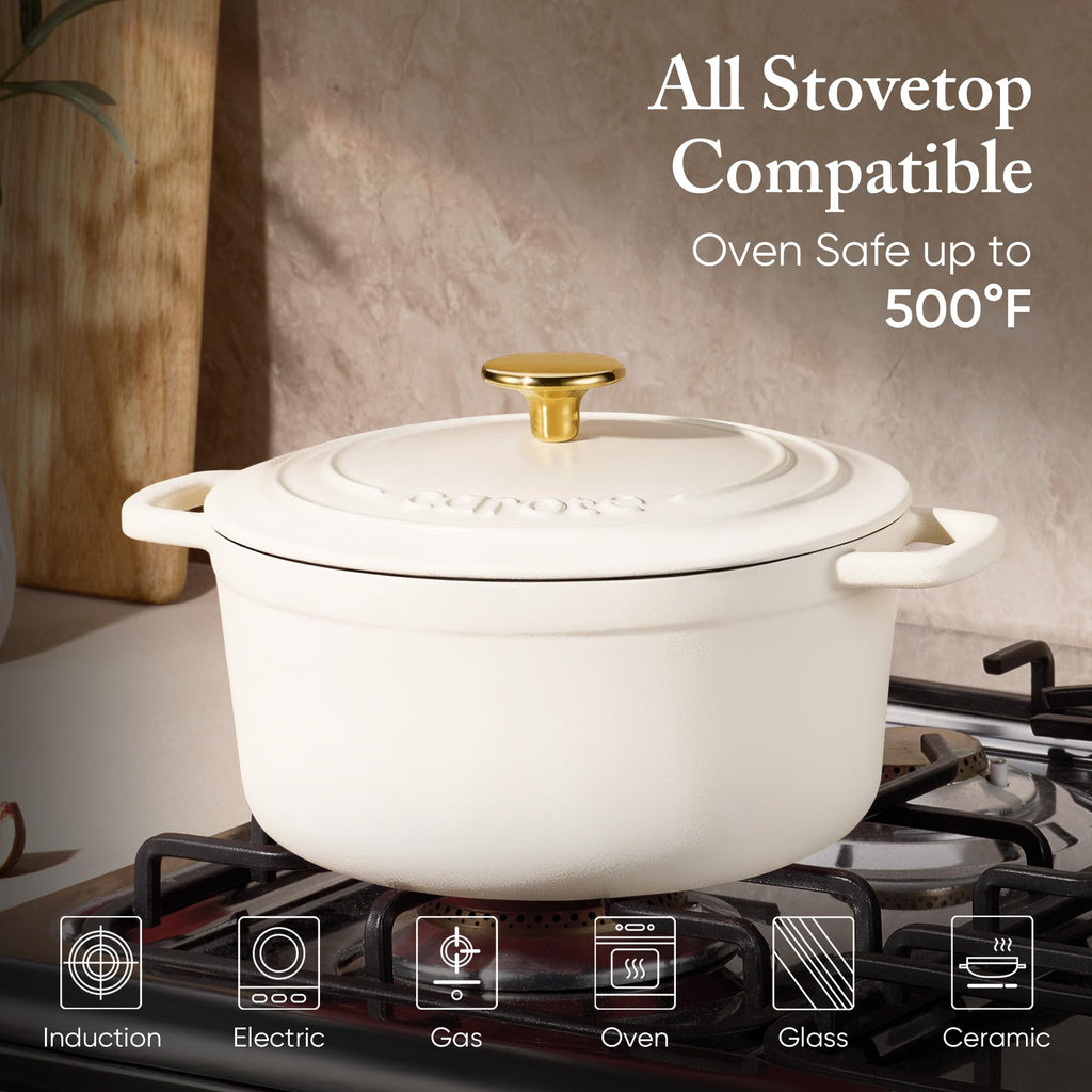 Enameled Cast Iron Dutch Oven Pot with Lid, 4 QT Dutch Ovens, Heavy-Duty Cast Iron Pot for Sourdough Bread Baking