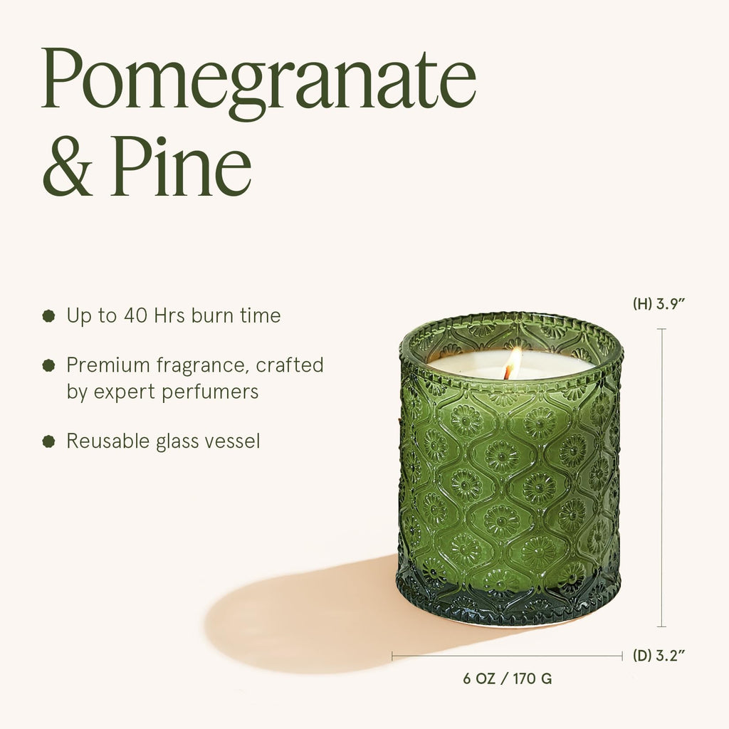 Pomegranate&Pine Scented Candles, Natural Soy 40 Hrs