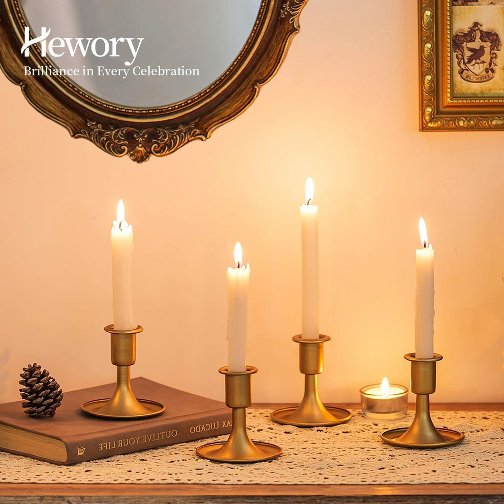 Gold Candlestick Holders: 6PCS Short Brass Candle Holders for Taper
