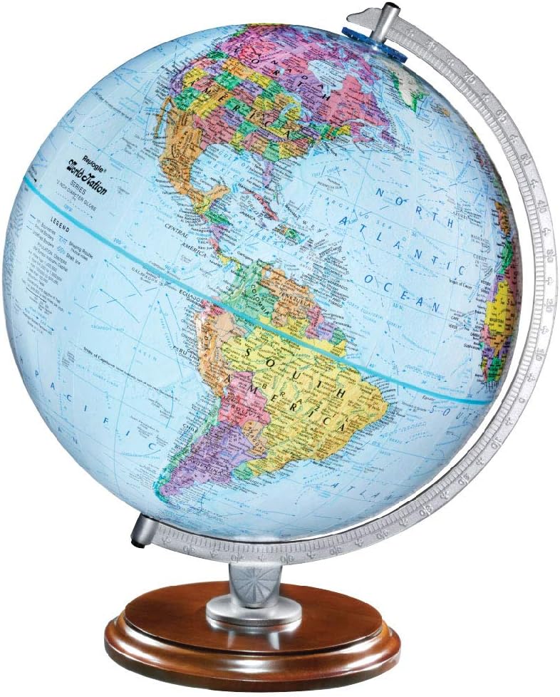 Student - Educational Classic World globe, Blue Ocean, Raised Relief feature, including a bonus map, made in USA