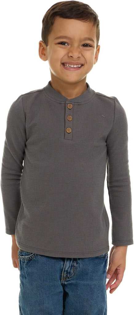 Pack Boys' Henley Long Sleeve Shirts - Soft Cotton Blend Toddler Tops, Everyday Basics, Size 12M
