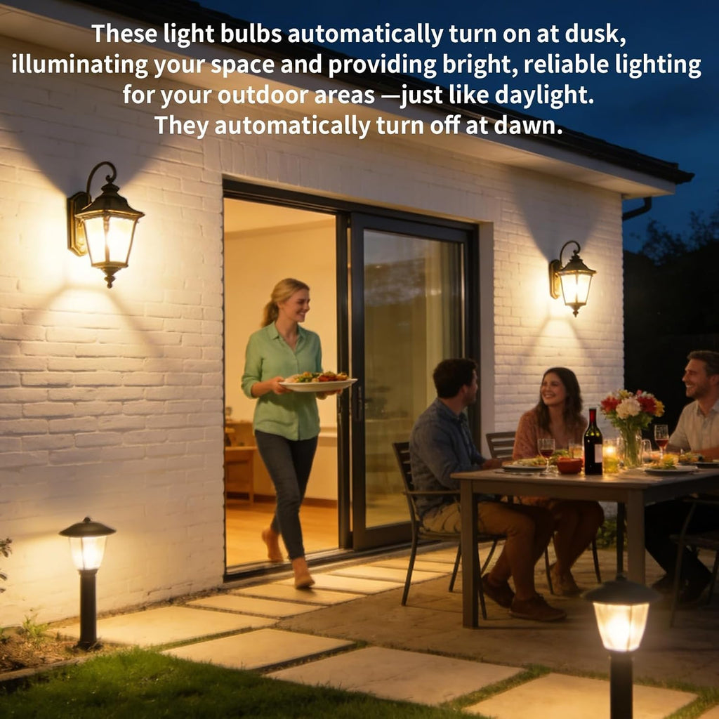Dusk to Dawn Light Bulbs 5 Pack, A19 LED Sensor Bulbs, 3000K Warm White