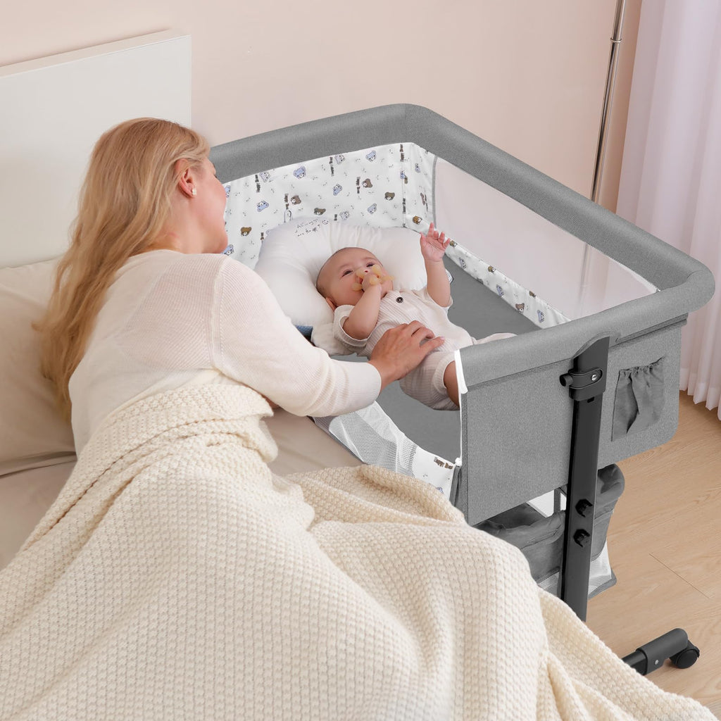 Baby Bassinet, Baby Basinet Bedside Sleeper, Easy to Fold Portable Crib Side Bassinet 2025new Style Girl/boy