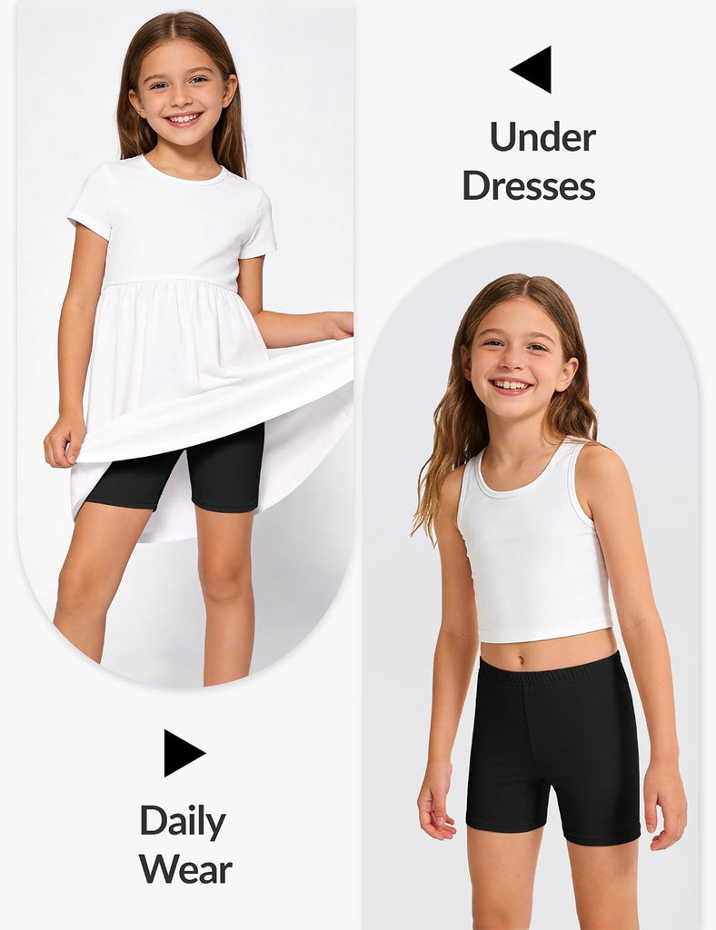 6 Pack Girls Biker Shorts Under Dresses Bike Short for Toddler Kids
