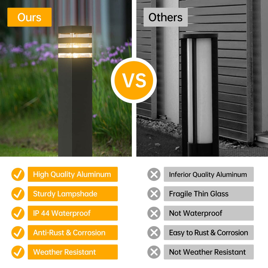 Pathway Light Hardwired E26 Walkway Lantern Outdoor Black Path Light