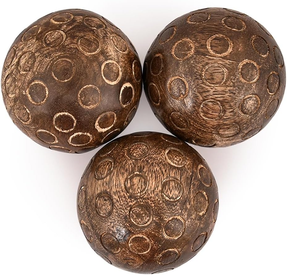Decorative Balls Mango Wood Round Balls Individual Use Ideal for Use in Living, Dining Room Home Décor (3" - Set of 3