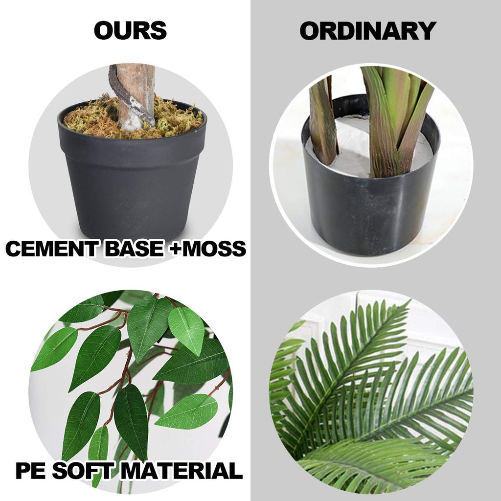 5.5ft Artificial Ficus Tree Set of 2, Fake Greenery Plants in Pots for Indoor and Outdoor, Beautiful Faux Tree with