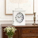 MODE HOME Vintage Mantel Clock, Large Rustic Distressed Metal Table Clock with Handle