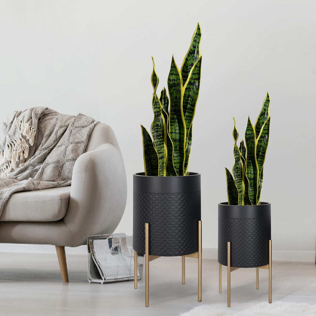 Planters for Indoor Plants, Set of 2 Decorative Planter with Stand