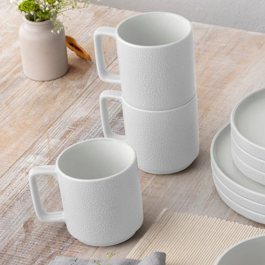 ColorTex Stone White 16-Piece Dinnerware Set, Service for 4